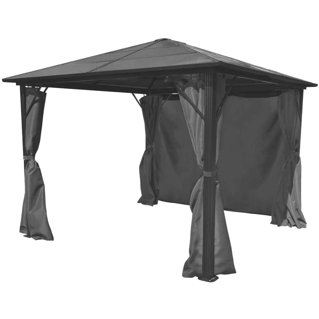 Gazebo with Curtain Anthracite Aluminium