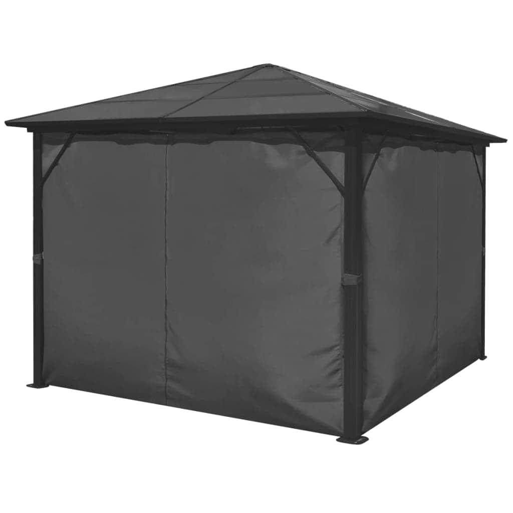 Gazebo with Curtain Anthracite Aluminium
