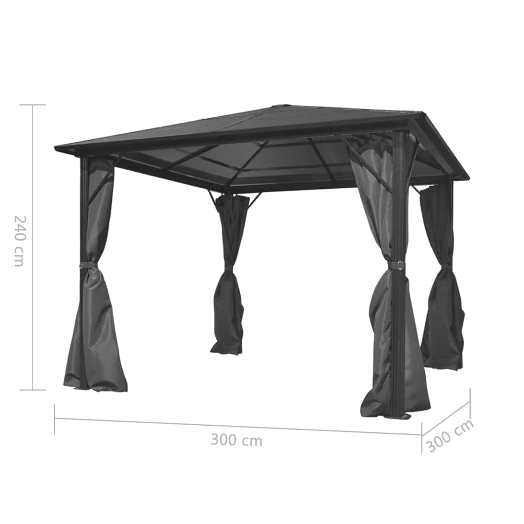 Gazebo with Curtain Anthracite Aluminium