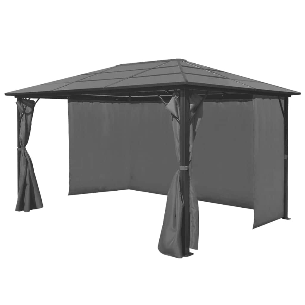 Gazebo with Curtain Anthracite Aluminium