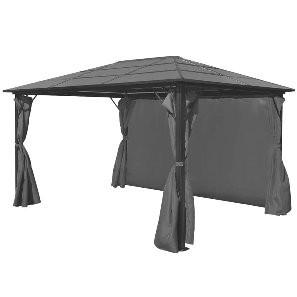 Gazebo with Curtain Anthracite Aluminium