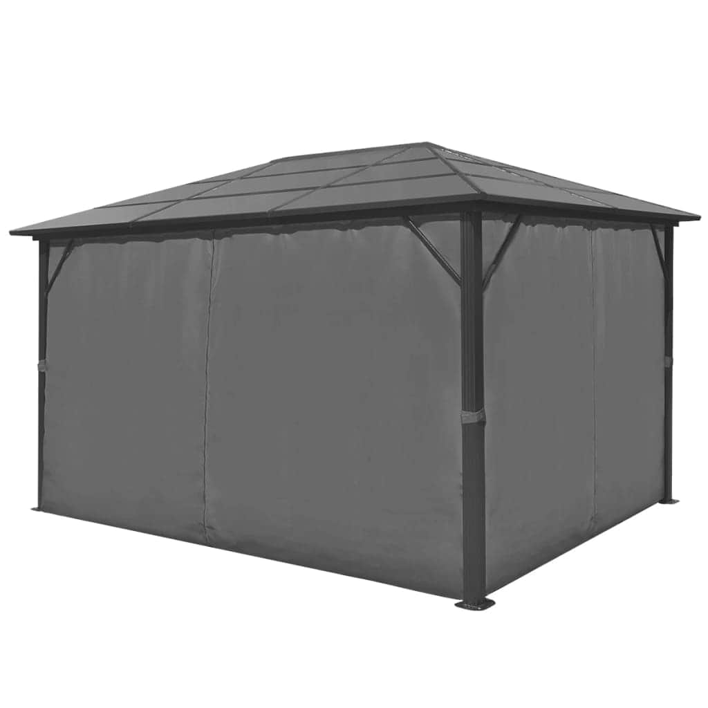 Gazebo with Curtain Anthracite Aluminium