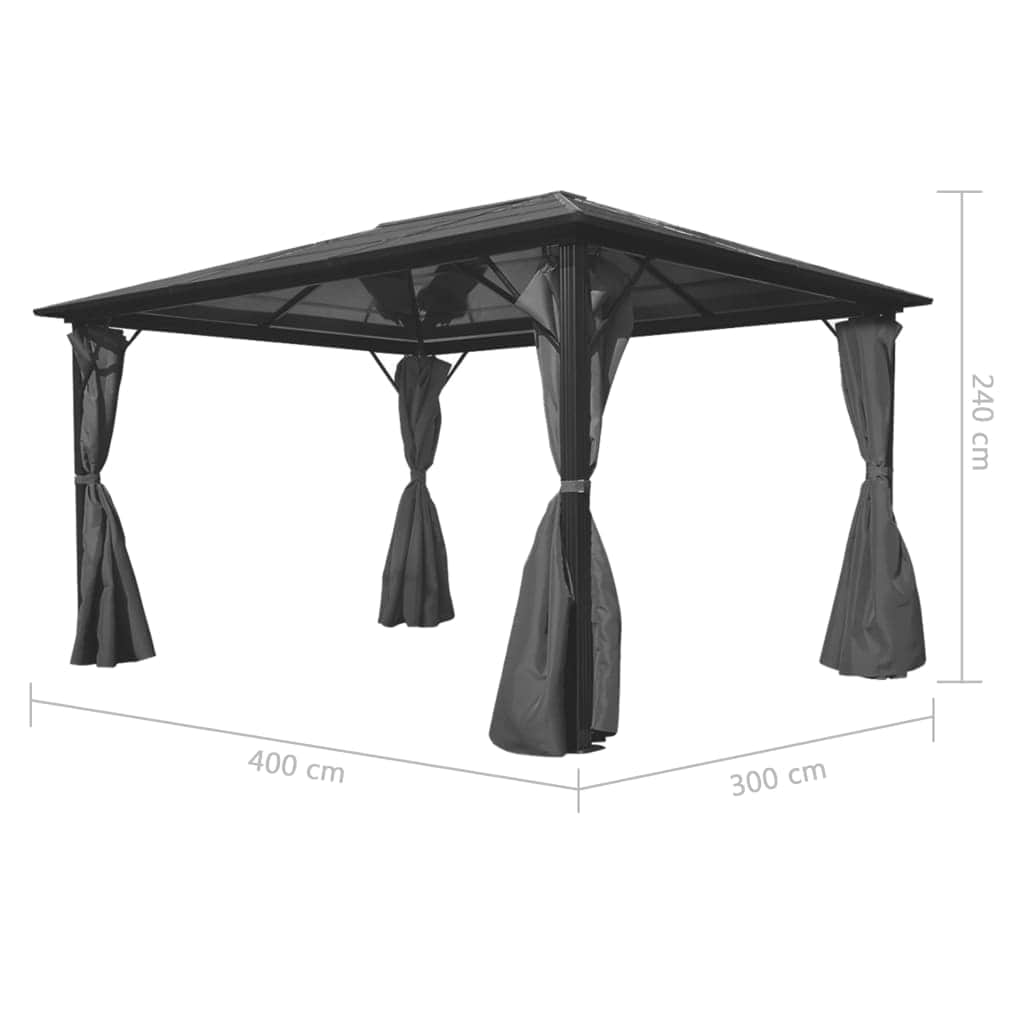 Gazebo with Curtain Anthracite Aluminium