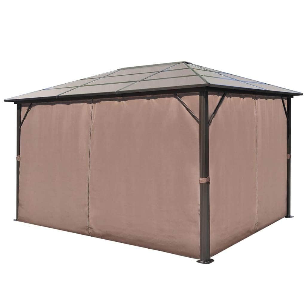 Gazebo with Curtain Brown