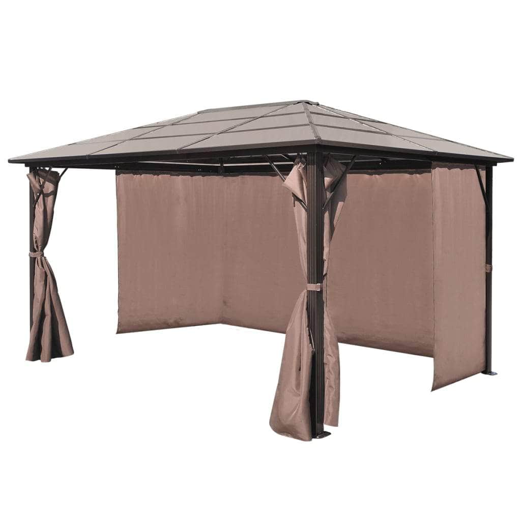 Gazebo with Curtain Brown