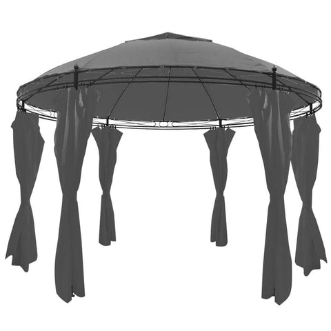 Gazebo with Curtains Round  Anthracite