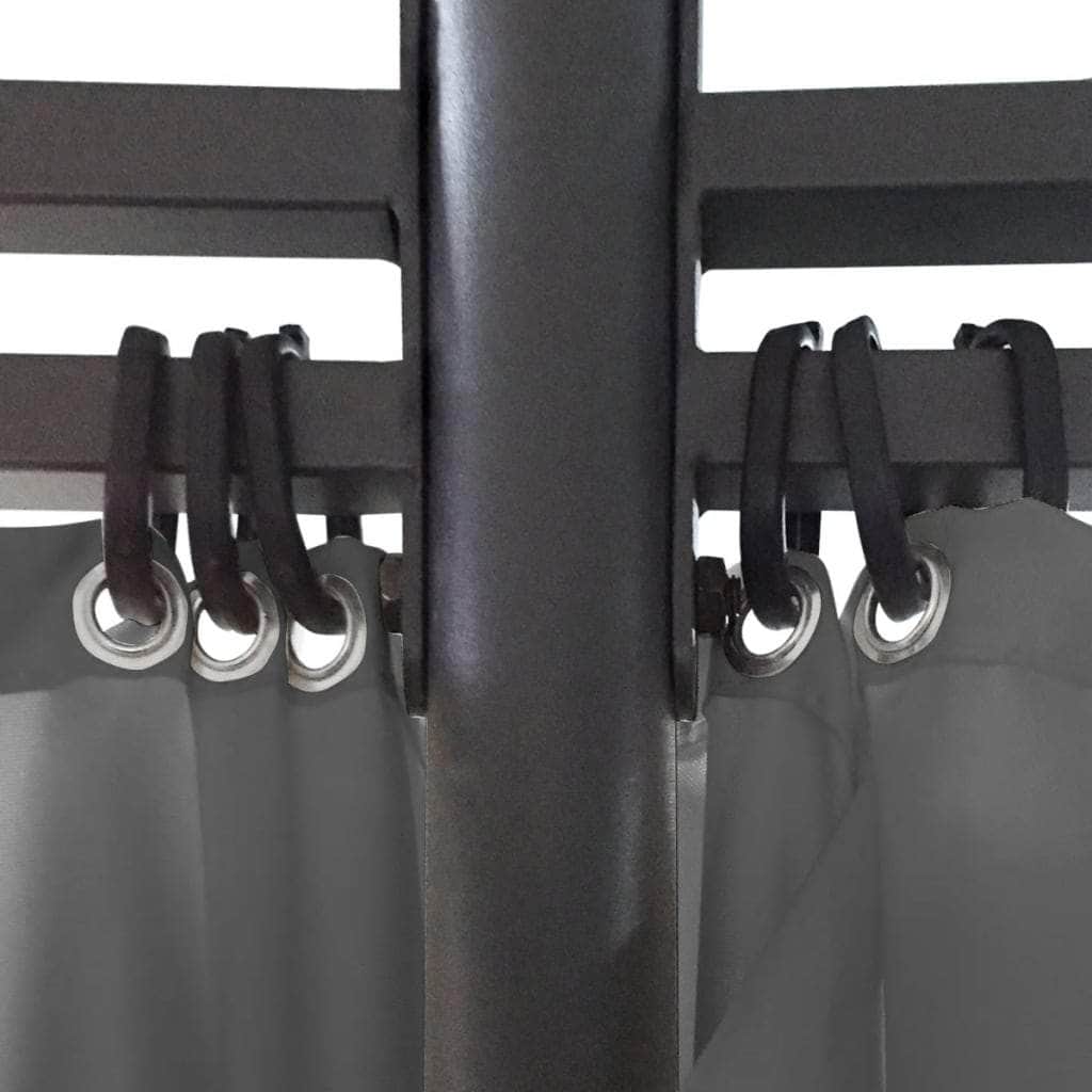 Gazebo with Curtains Round  Anthracite