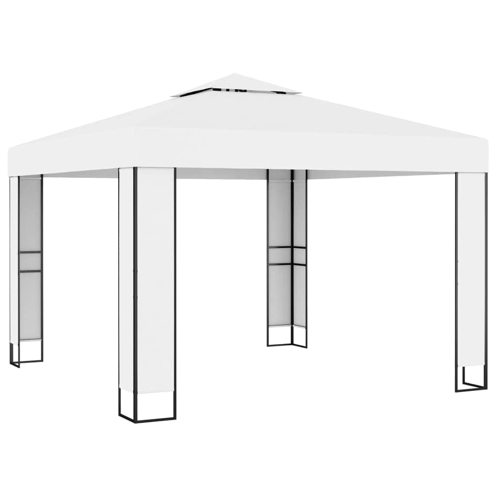 Gazebo with Double Roof White