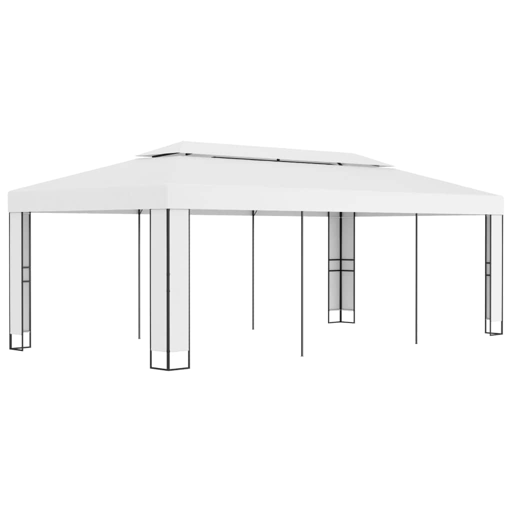 Gazebo with Double Roof White