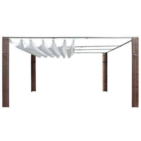 Gazebo with Roof Poly Rattan  Brown and Cream