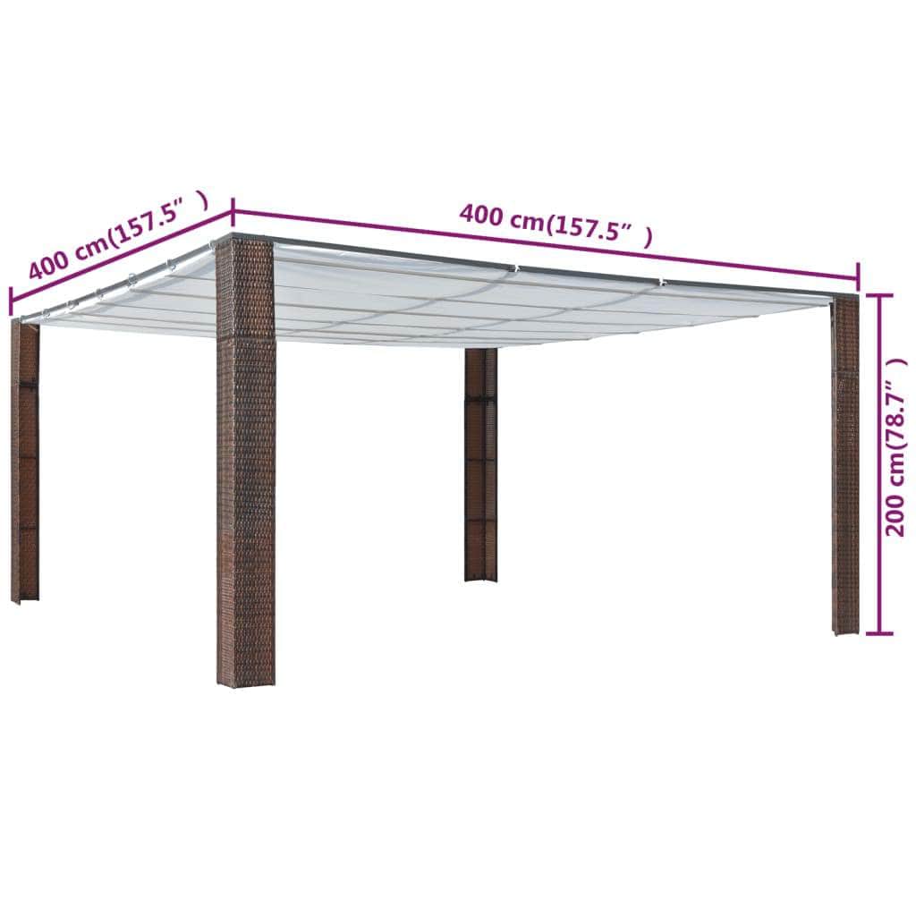Gazebo with Roof Poly Rattan  Brown and Cream