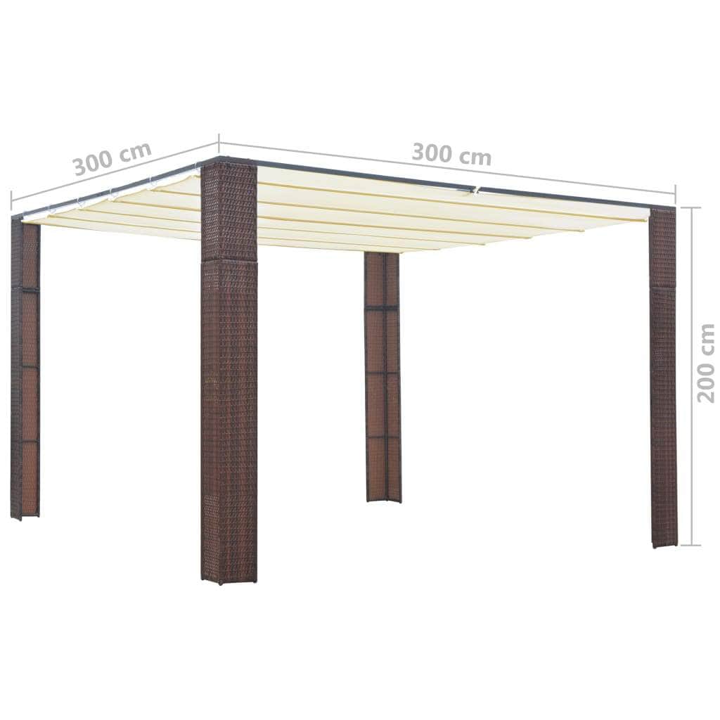 Gazebo with Roof Poly Rattan Brown and Cream