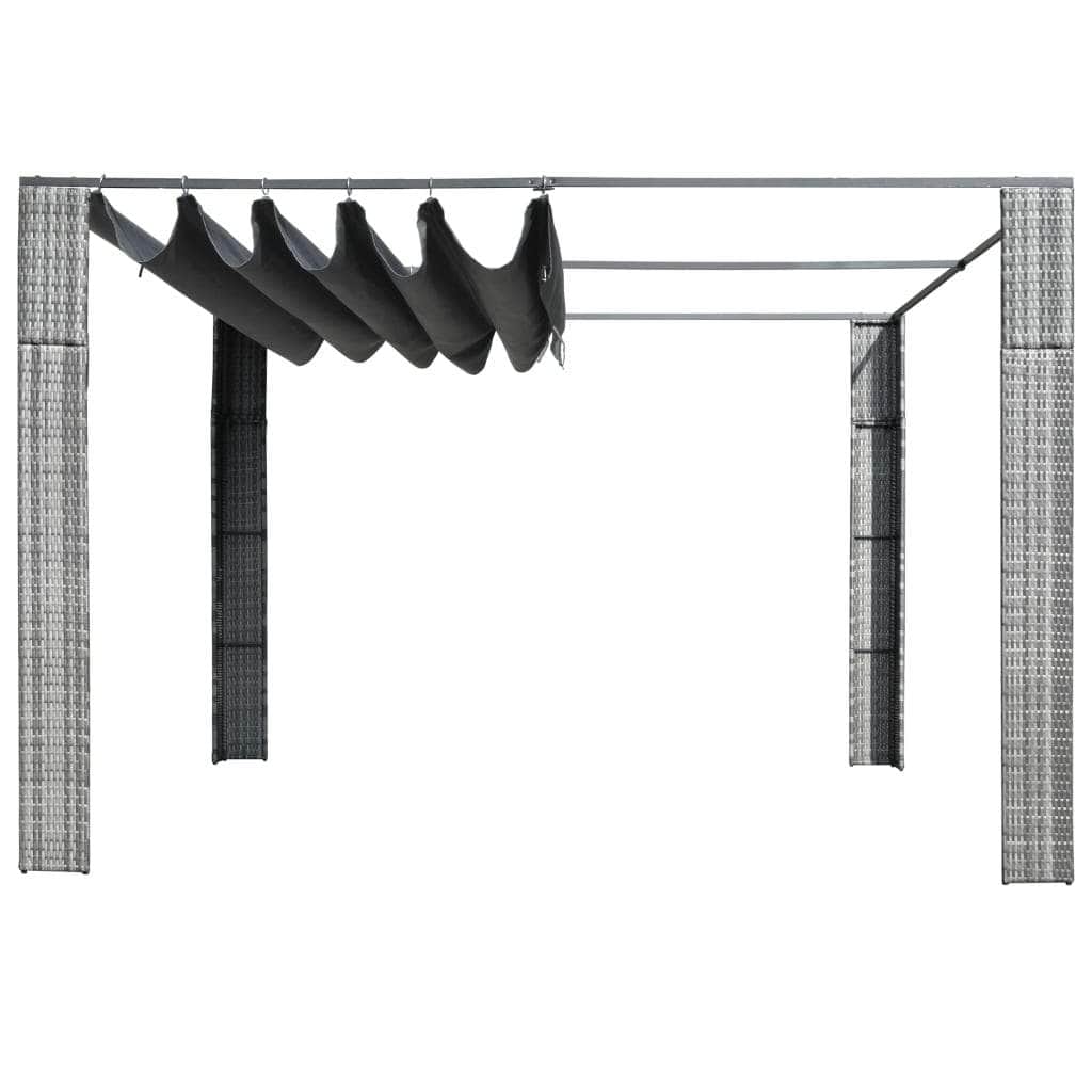 Gazebo with Roof Poly Rattan  Grey and Anthracite