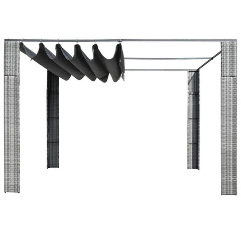 Gazebo with Roof Poly Rattan  Grey and Anthracite