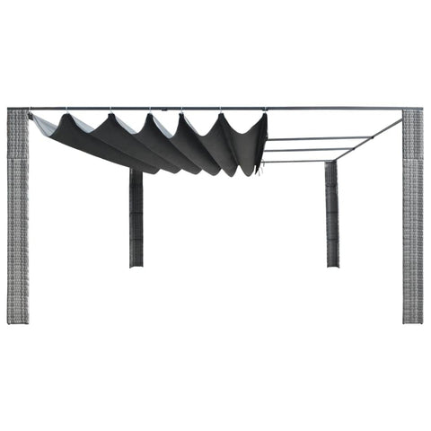 Gazebo with Sliding Roof Poly Rattan Grey and Anthracite