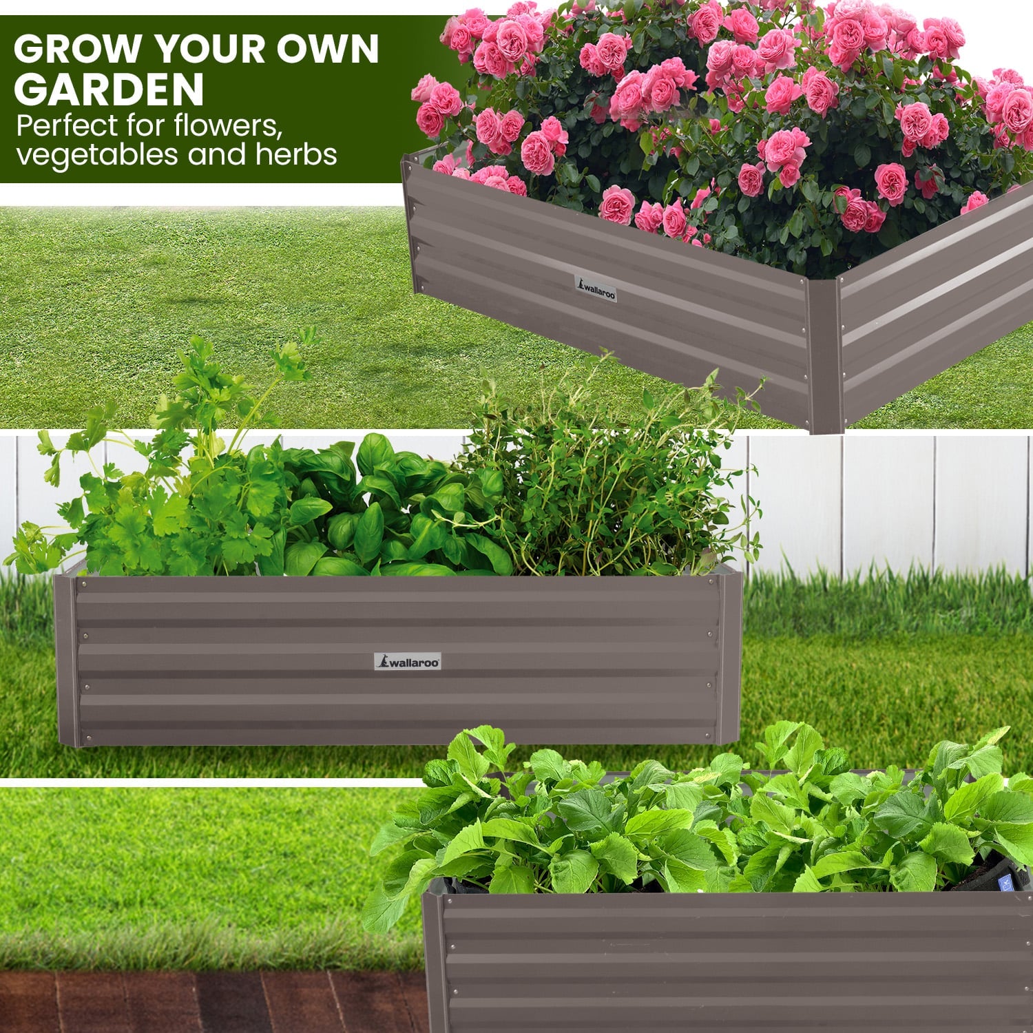 Garden Bed Galvanized Steel Grey 210x90x30cm