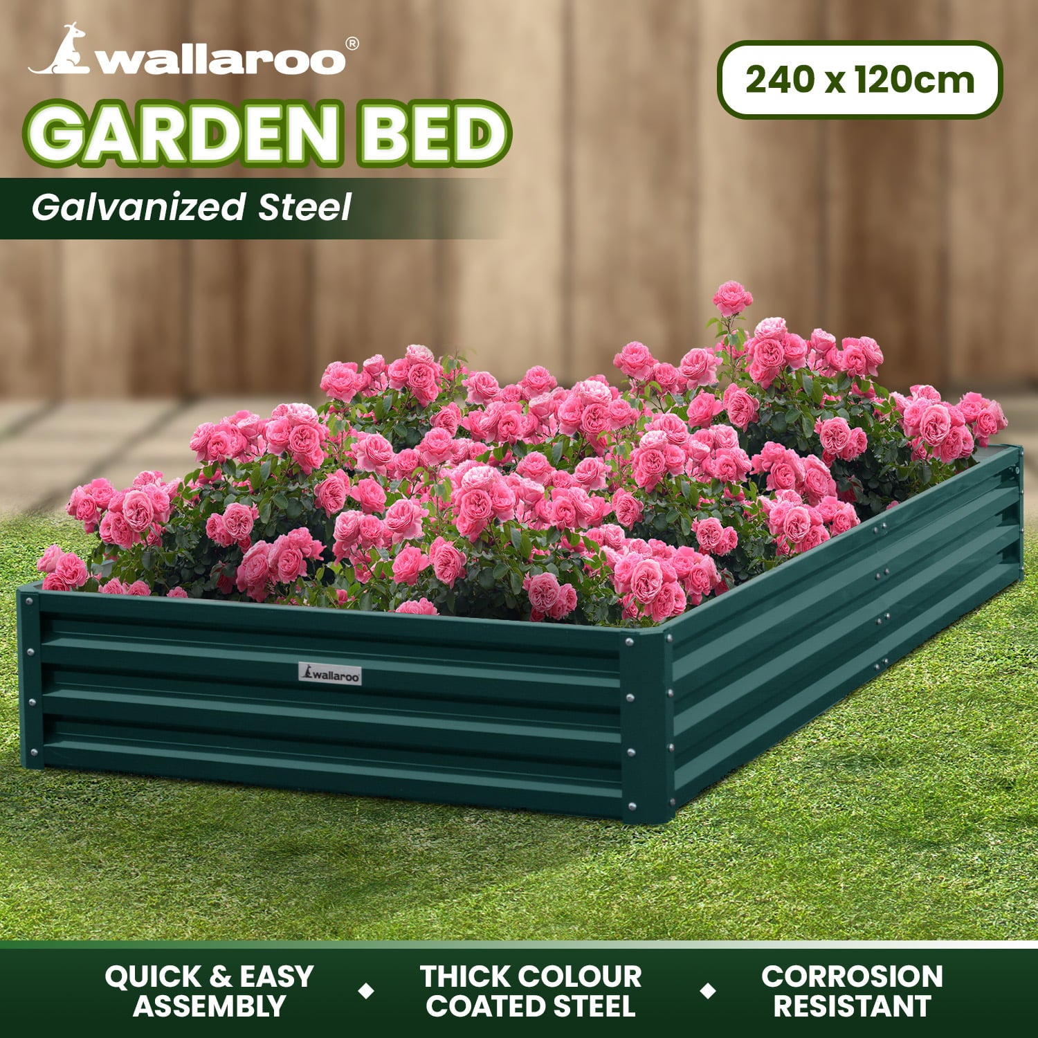 Garden Bed Galvanized Steel Green 240x120x30cm
