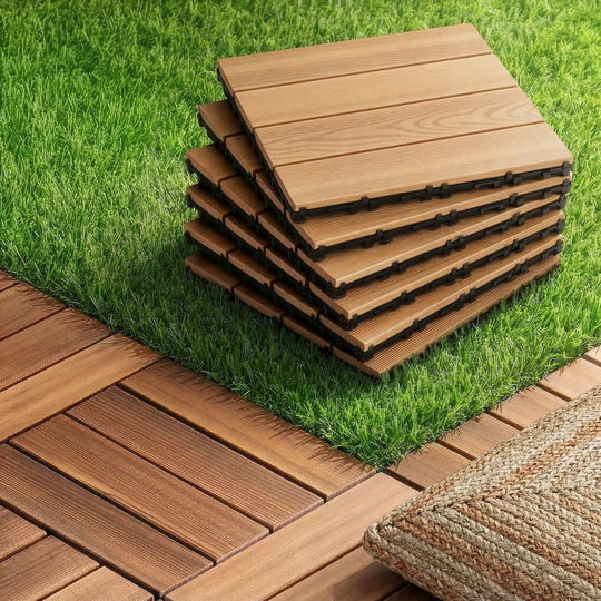Wood finish - Interlocking Wood Deck Tiles 27pc 30x30cm