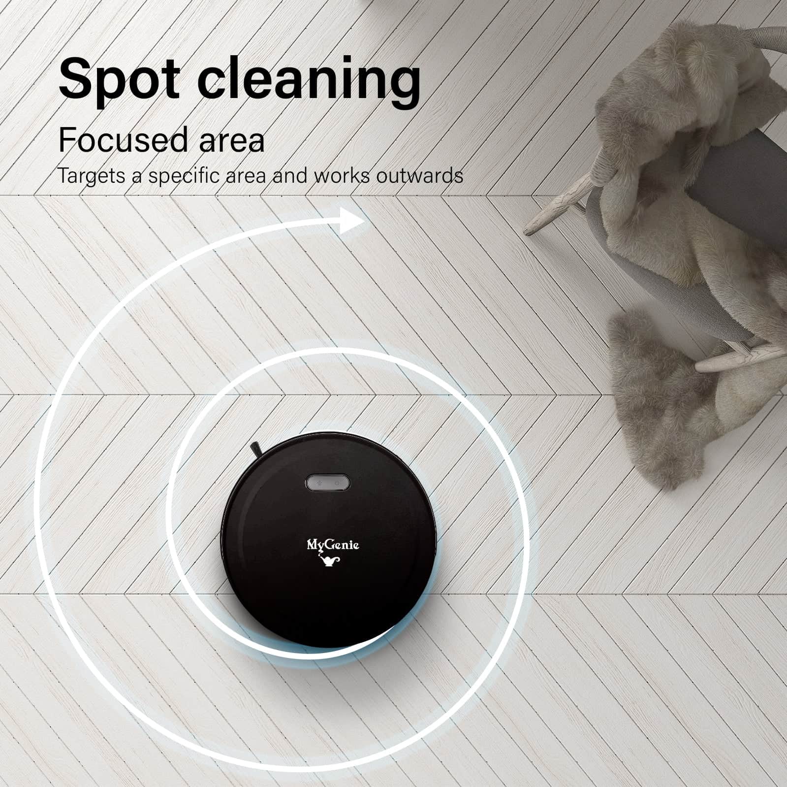 Genie Smart Robotic Vacuum Cleaner Auto Suction Mop App Control Black
