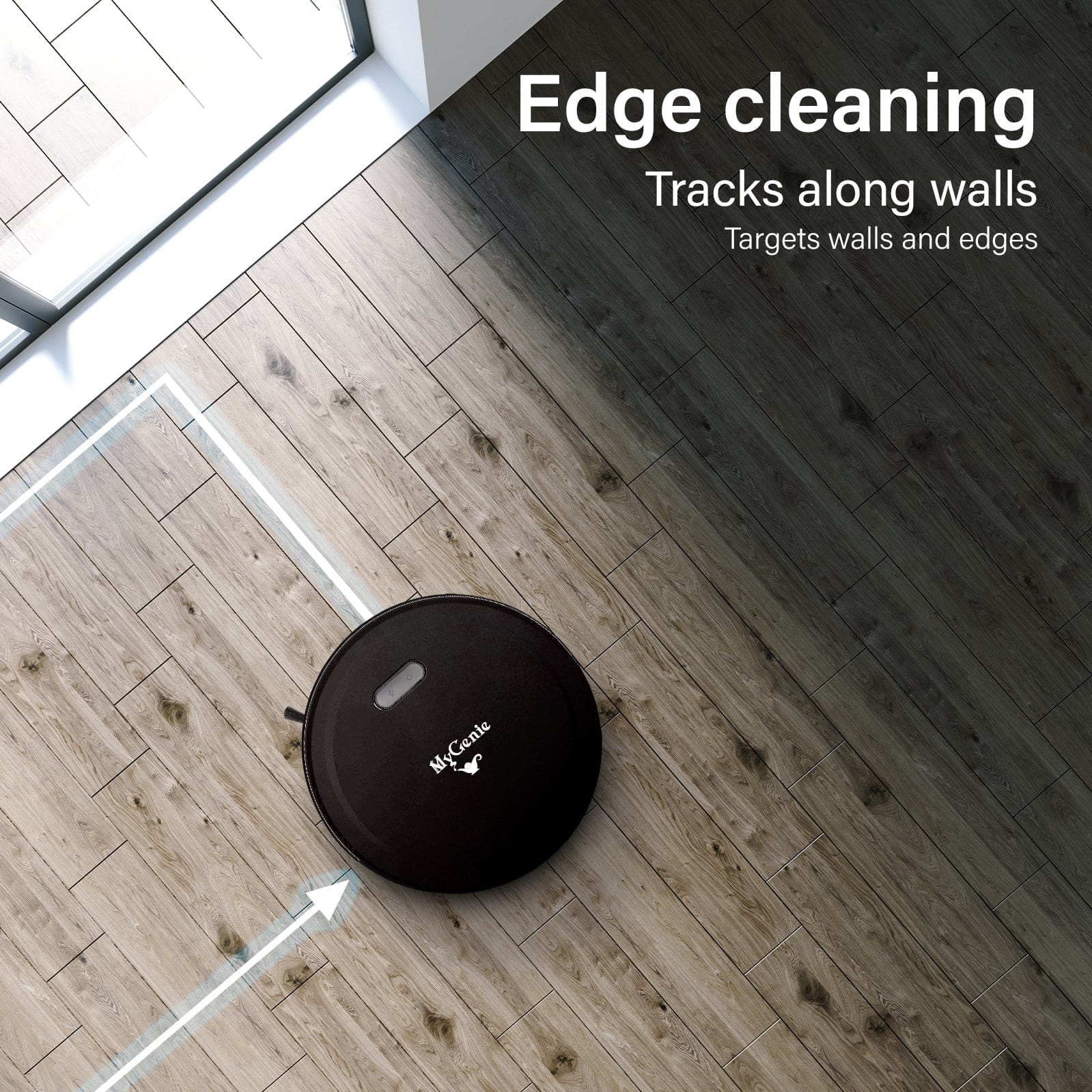 Genie Smart Robotic Vacuum Cleaner Auto Suction Mop App Control Black