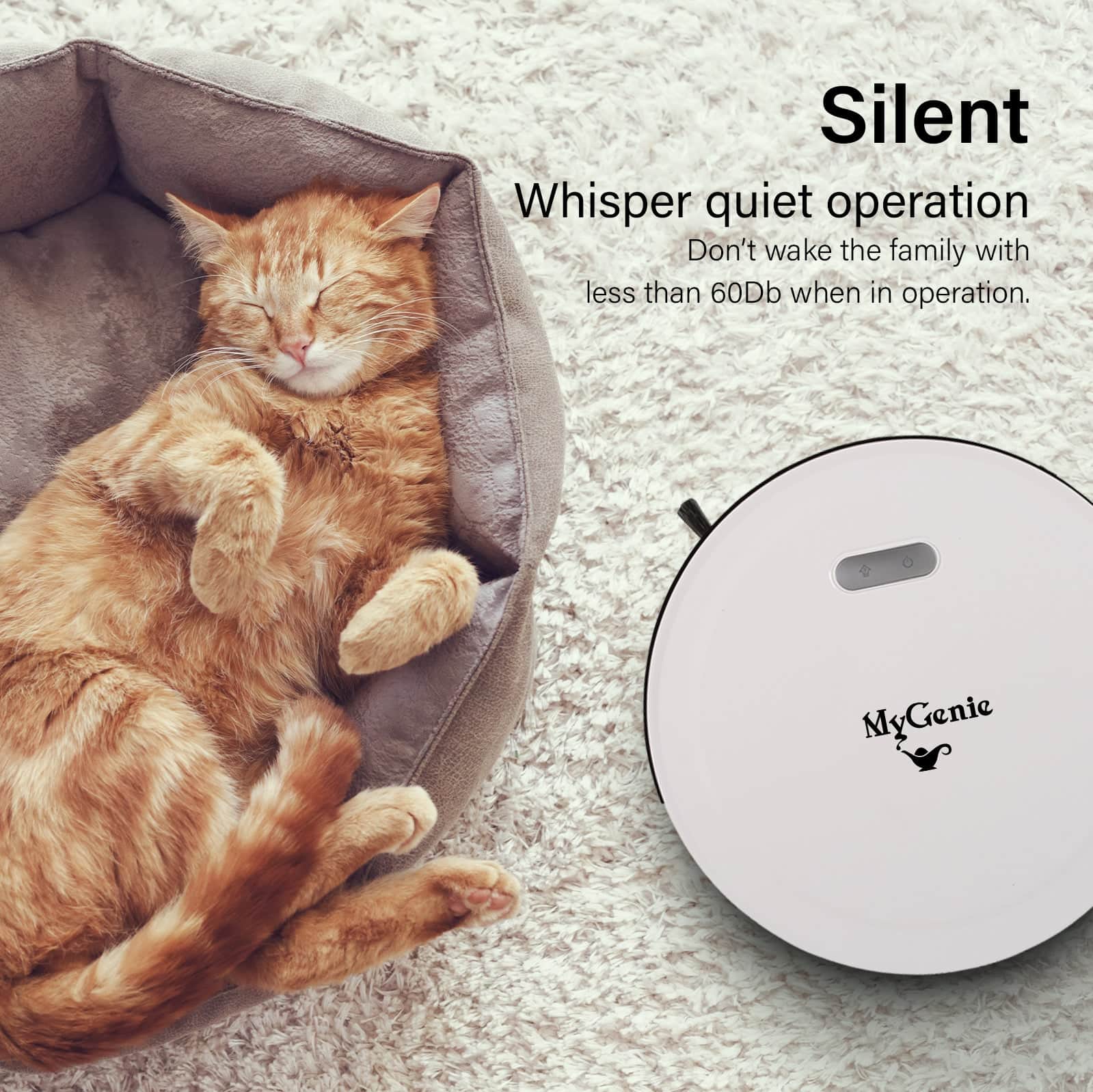 Genie Smart Robotic Vacuum Cleaner Auto Suction Mop for Pet Hair White