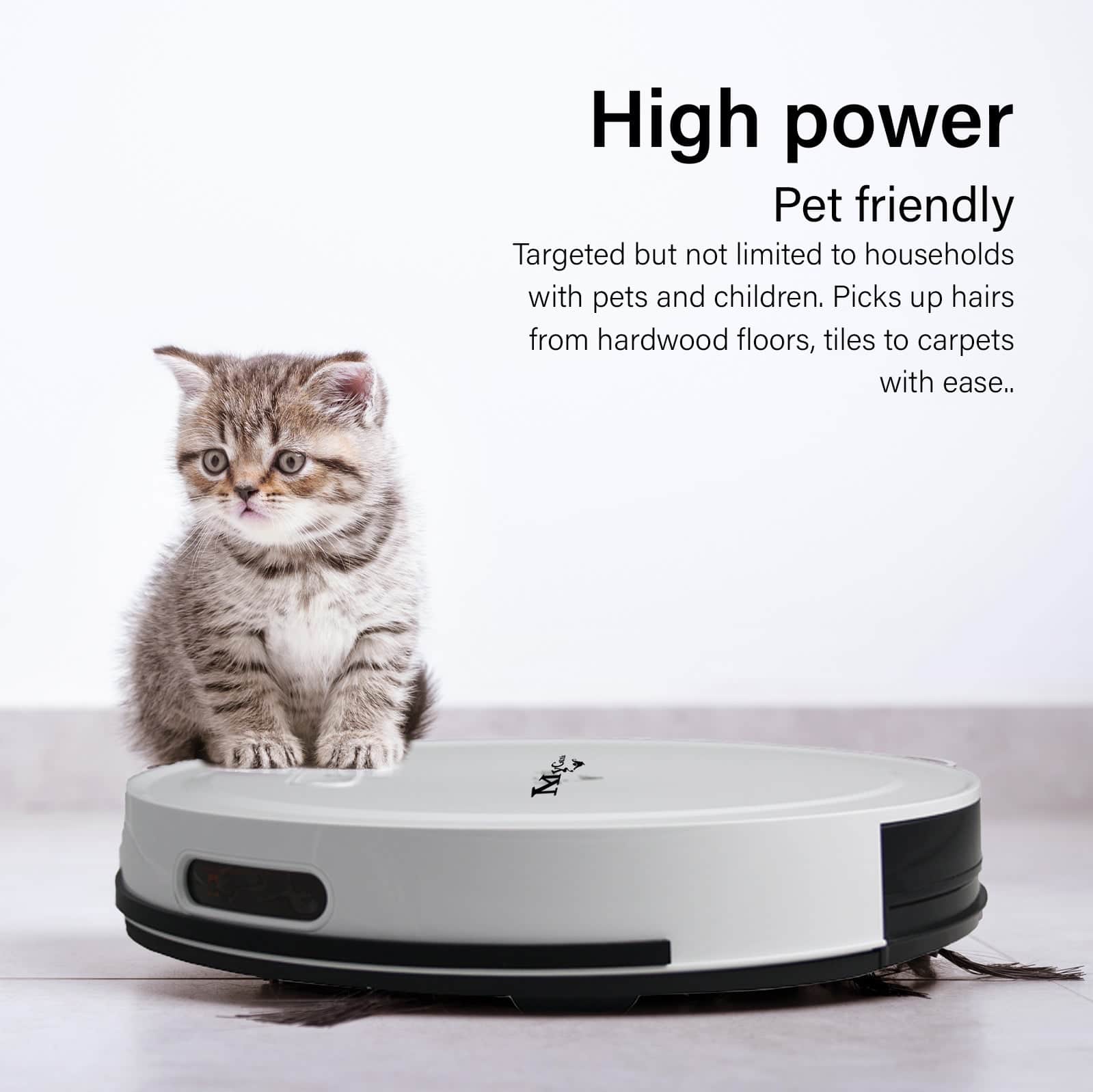 Genie Smart Robotic Vacuum Cleaner Auto Suction Mop for Pet Hair White
