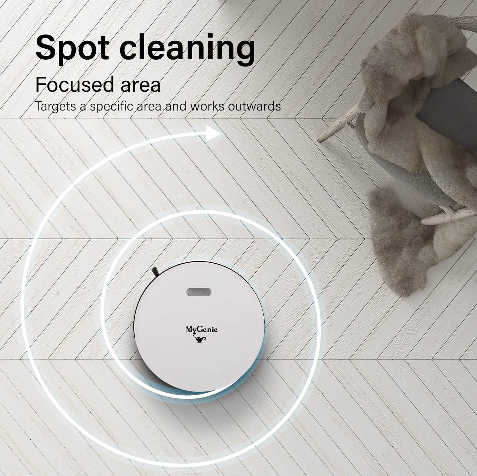 Genie Smart Robotic Vacuum Cleaner Auto Suction Mop for Pet Hair White