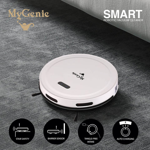 Genie Smart Robotic Vacuum Cleaner Auto Suction Mop for Pet Hair White
