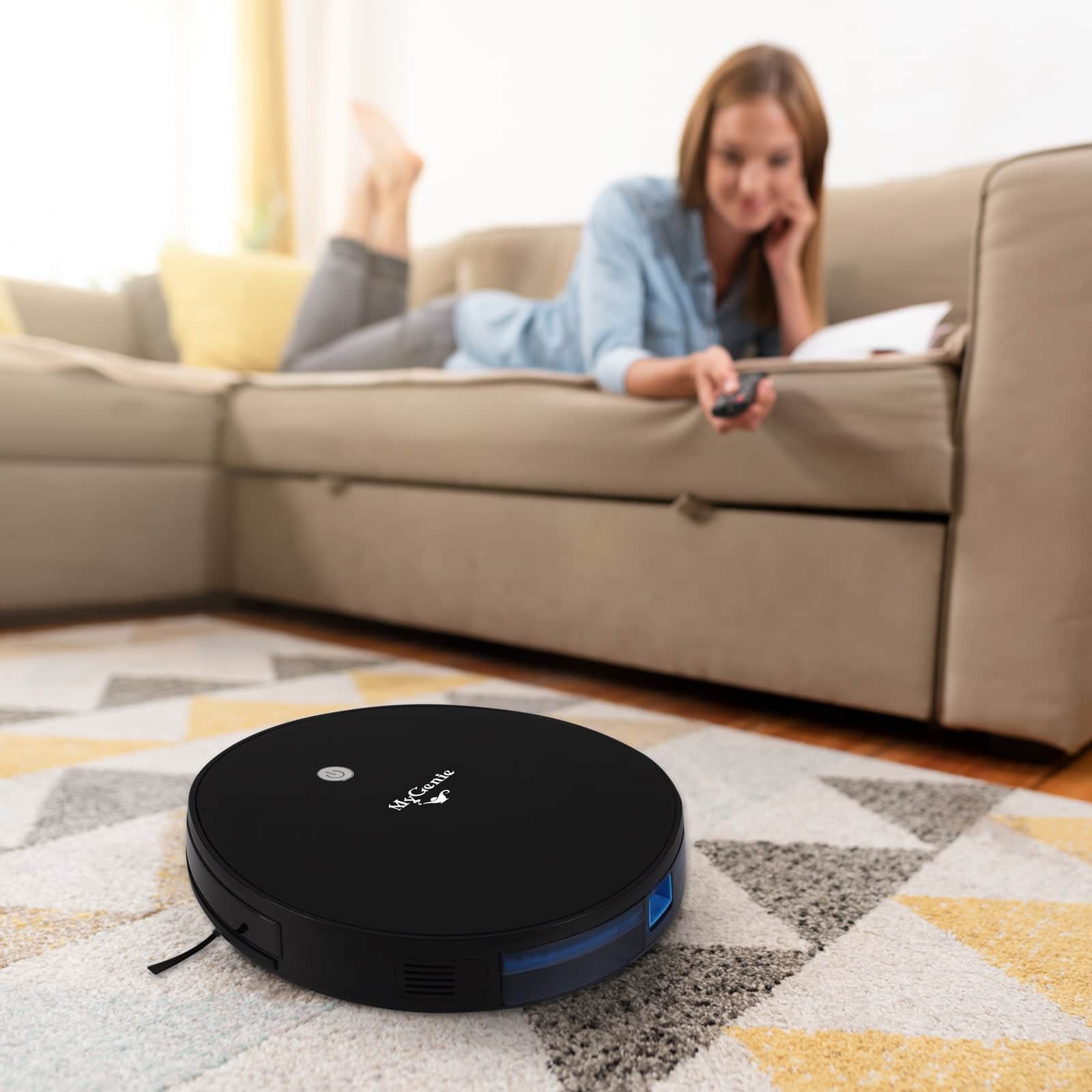 Genie Xsonic Robotic Vacuum Cleaner Smart Sensor Auto Suction Mop Black