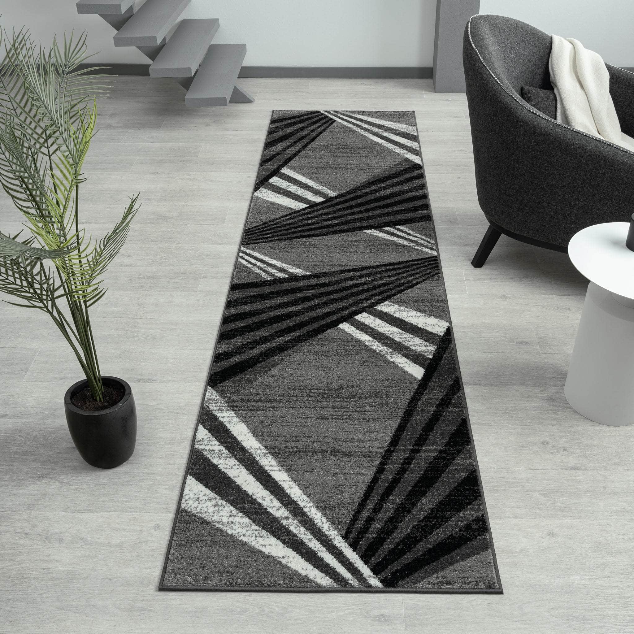 Geometric Textural Rug - Grey - 80X150