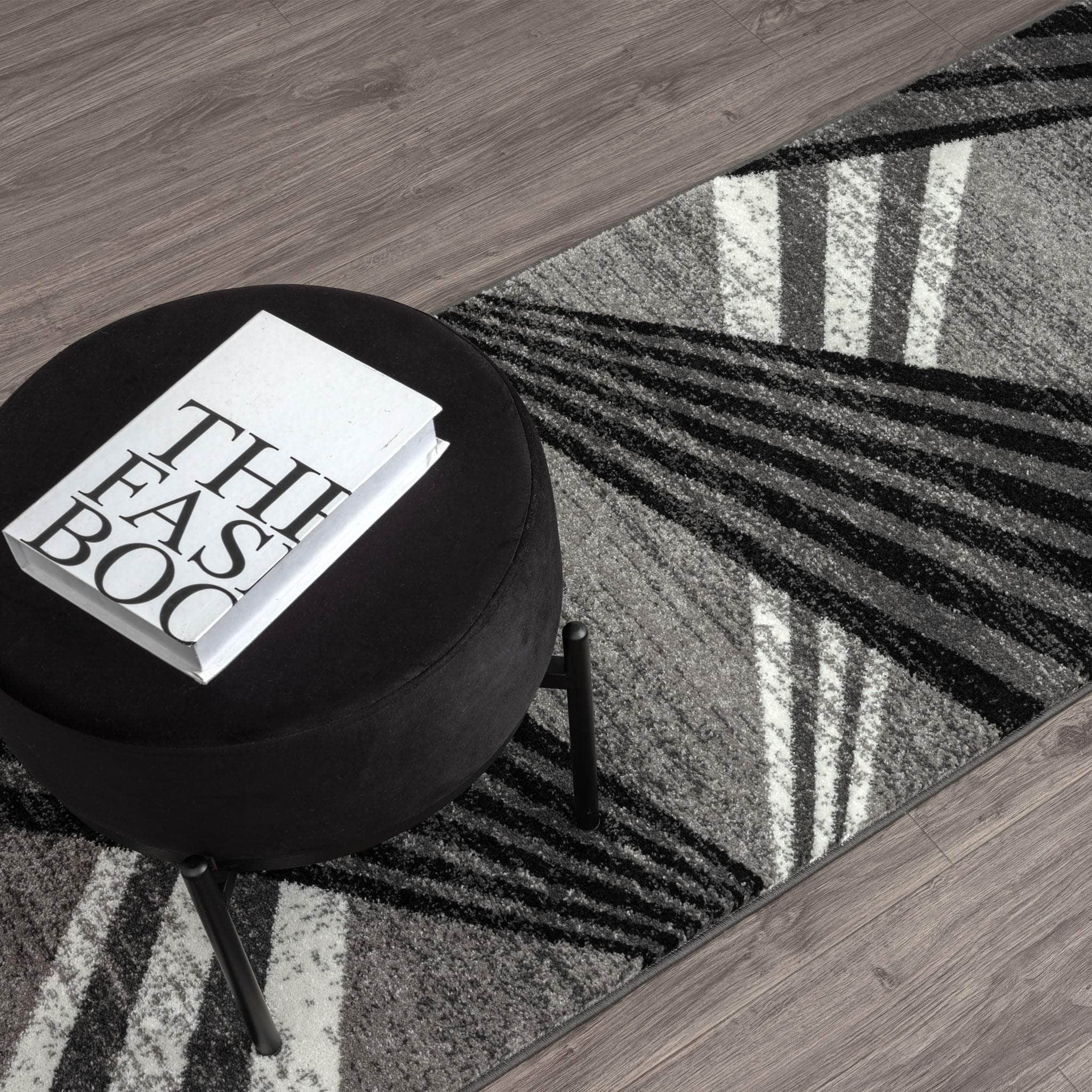 Geometric Textural Rug - Grey - 80X150
