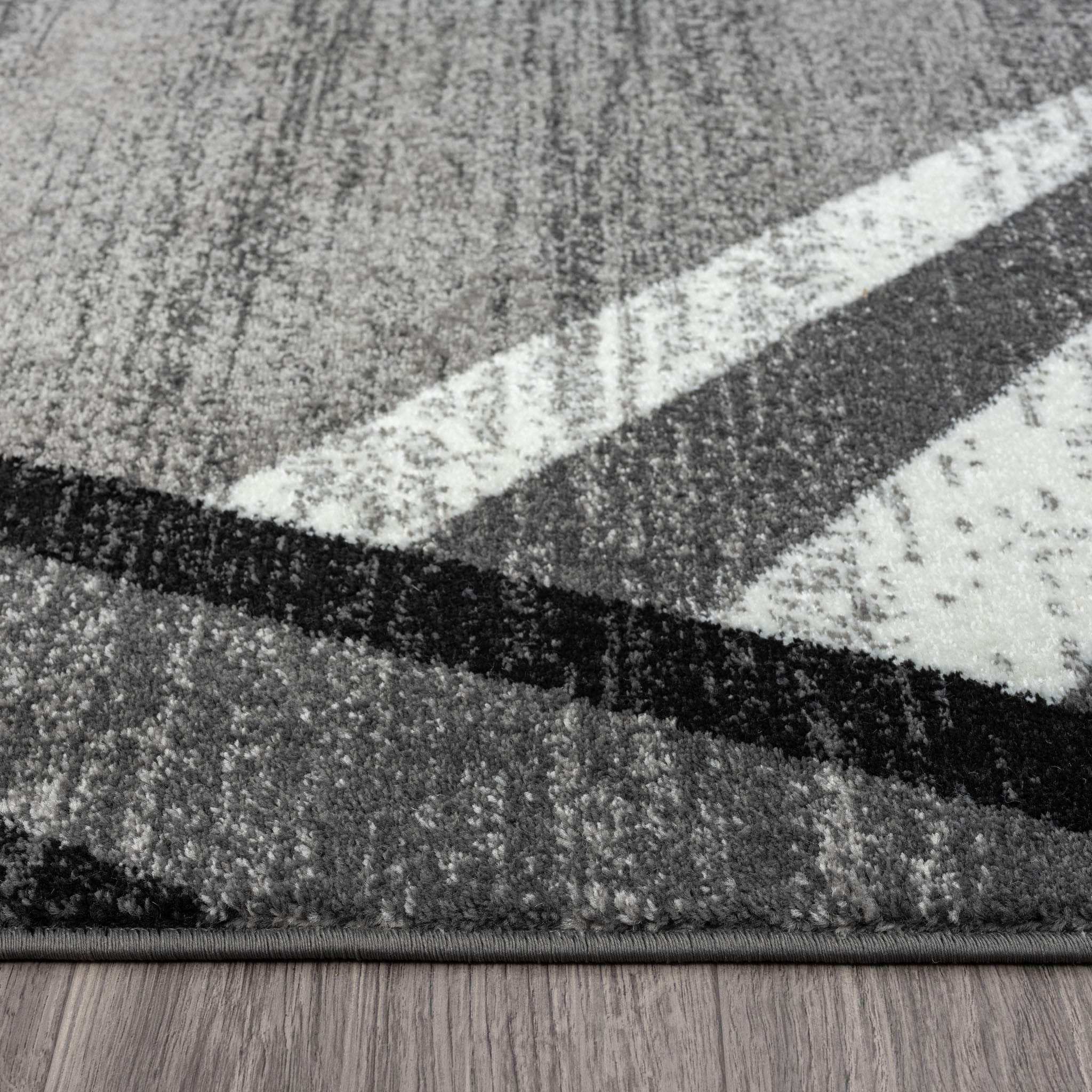 Geometric Textural Rug - Grey - 80X150