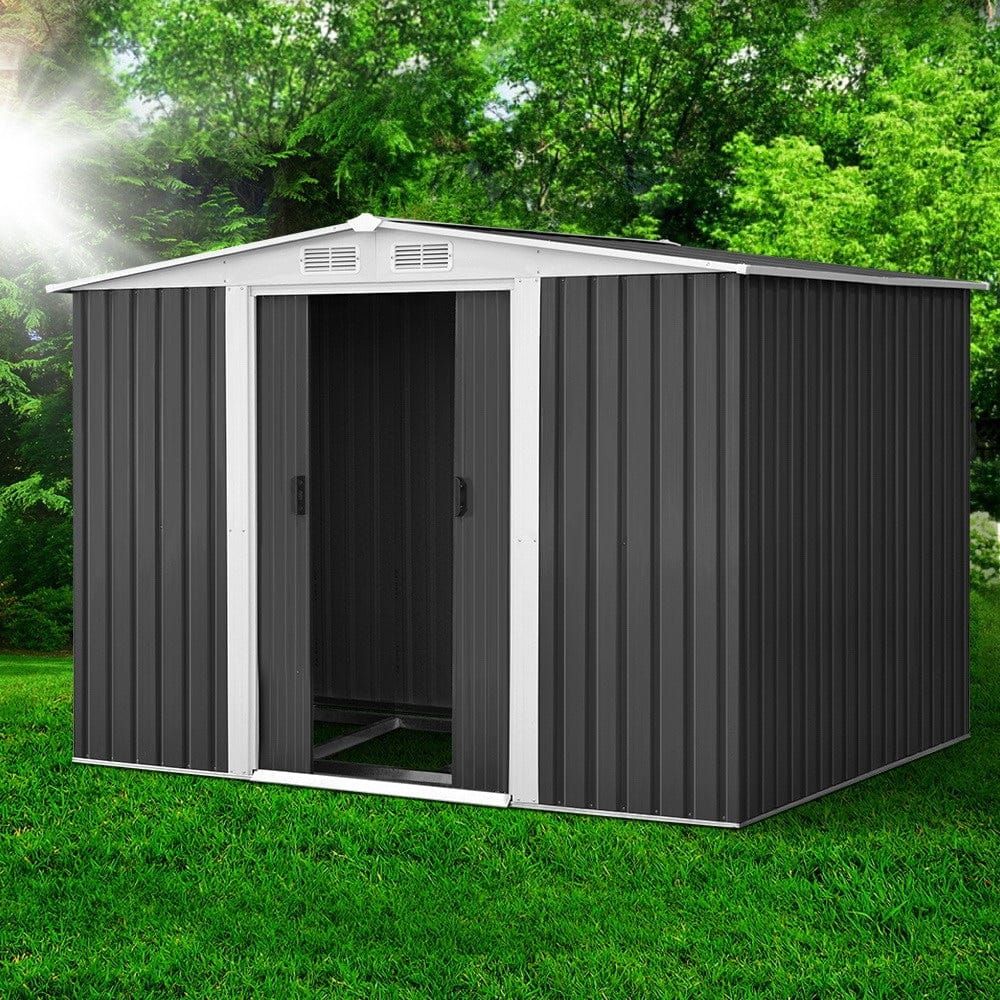 Garden Shed 2.58X2.07M W/Metal Base Sheds Outdoor Storage Double Door | Sheds