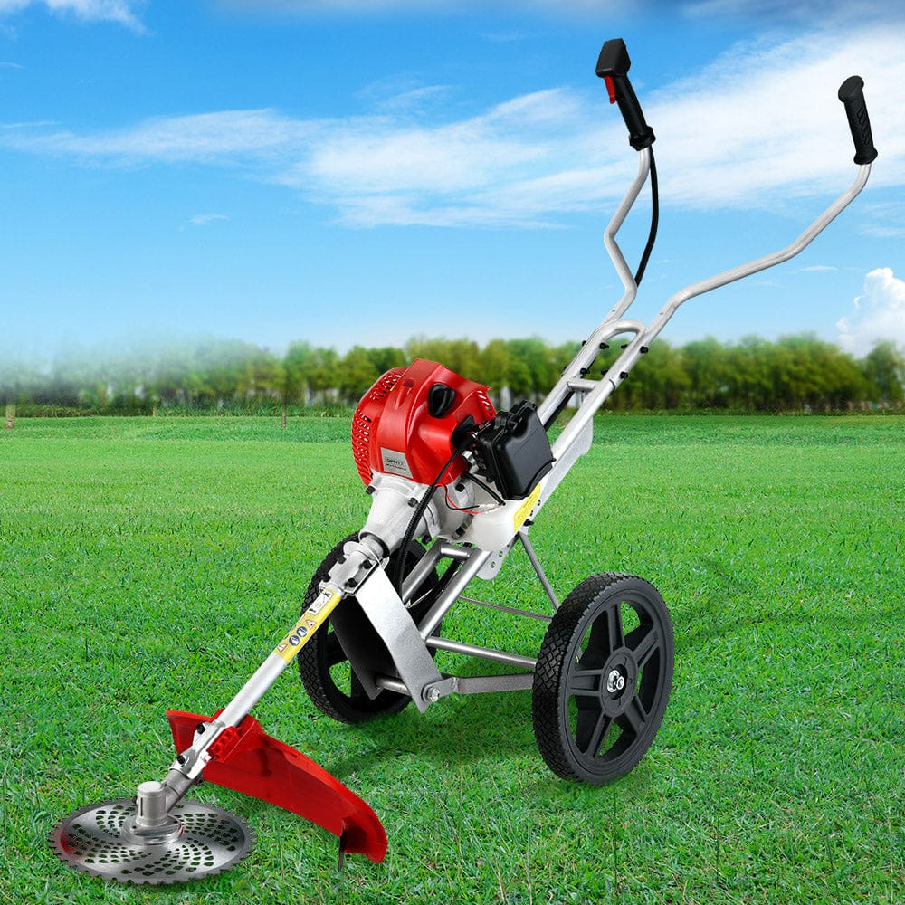 62cc Petrol Brush Cutter Whipper Saw Trimmer 2 Stroke 3-in-1 Wheel with Giantz