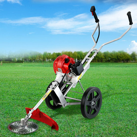 62cc Petrol Brush Cutter Whipper Saw Trimmer 2 Stroke 3-in-1 Wheel with Giantz