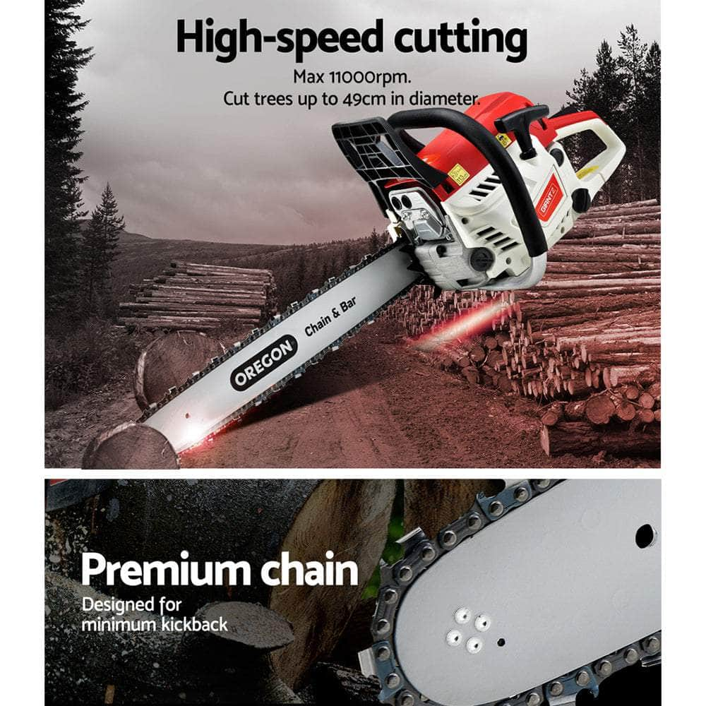 Giantz Petrol Chainsaw Commercial 52cc E-Start 20 Oregon Bar Pruning Chain Saw