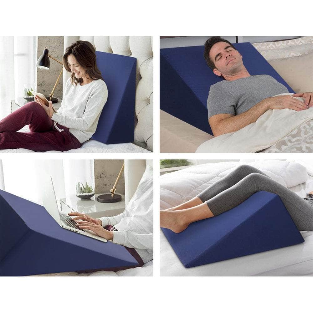 Giselle Bedding 2X Memory Foam Back Support Neck Pillow - White Blue