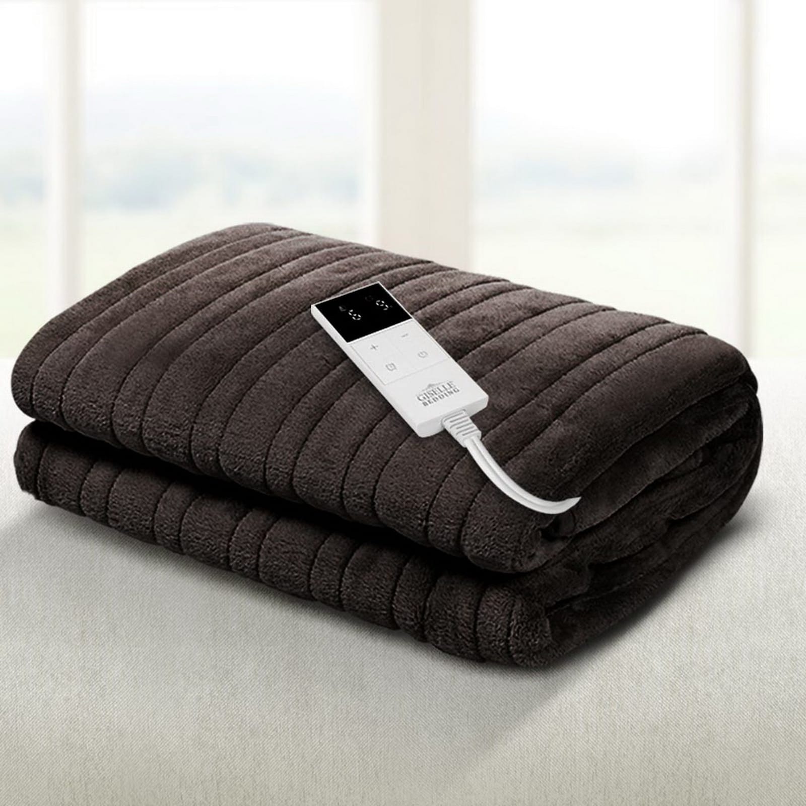 Electric Throw Blanket - Chocolate | Giselle Bedding Rug Cbr