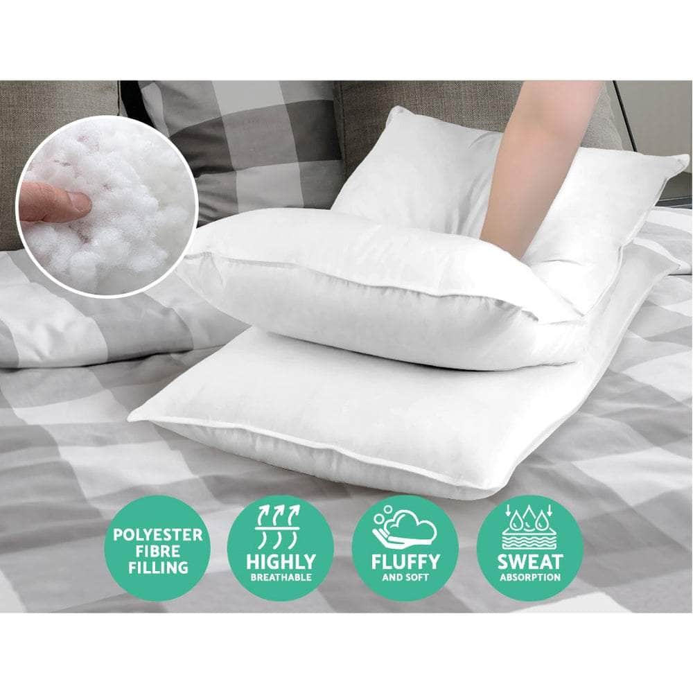 Giselle Bedding King Size 4 Pack Bed Pillow Medium*2 Firm*2 Microfibre Fiiling