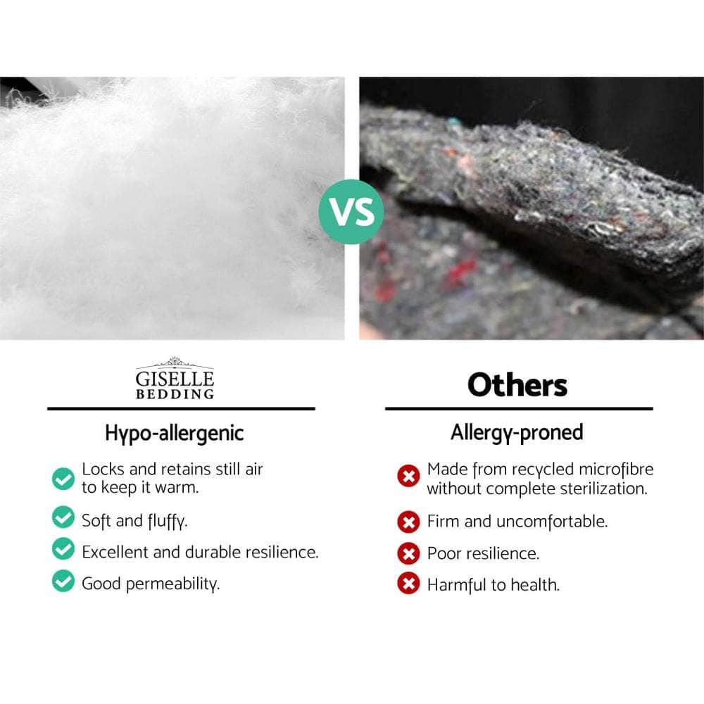 Giselle Double Mattress Topper Pillowtop 1000GSM Charcoal Microfibre Bamboo Fibre Filling Protector