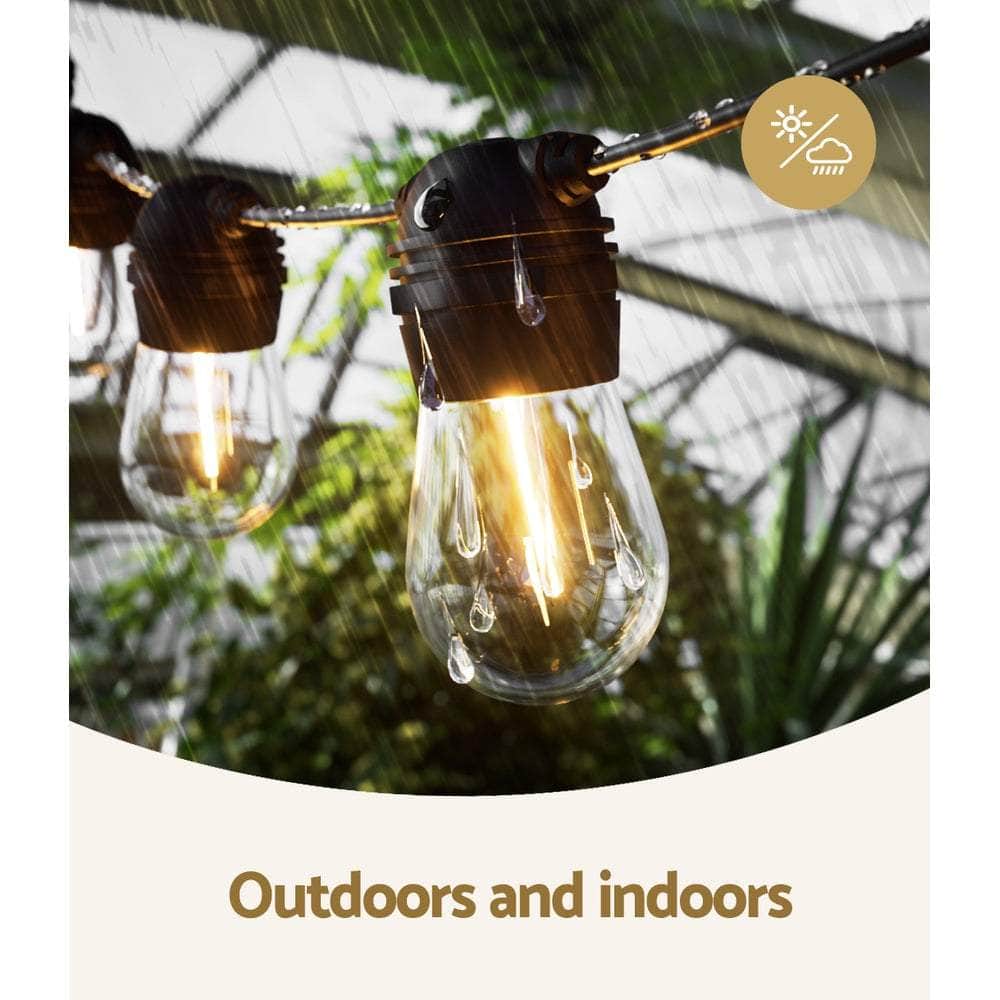 Glowing Solar Festoon Lights for Outdoor Christmas Magic