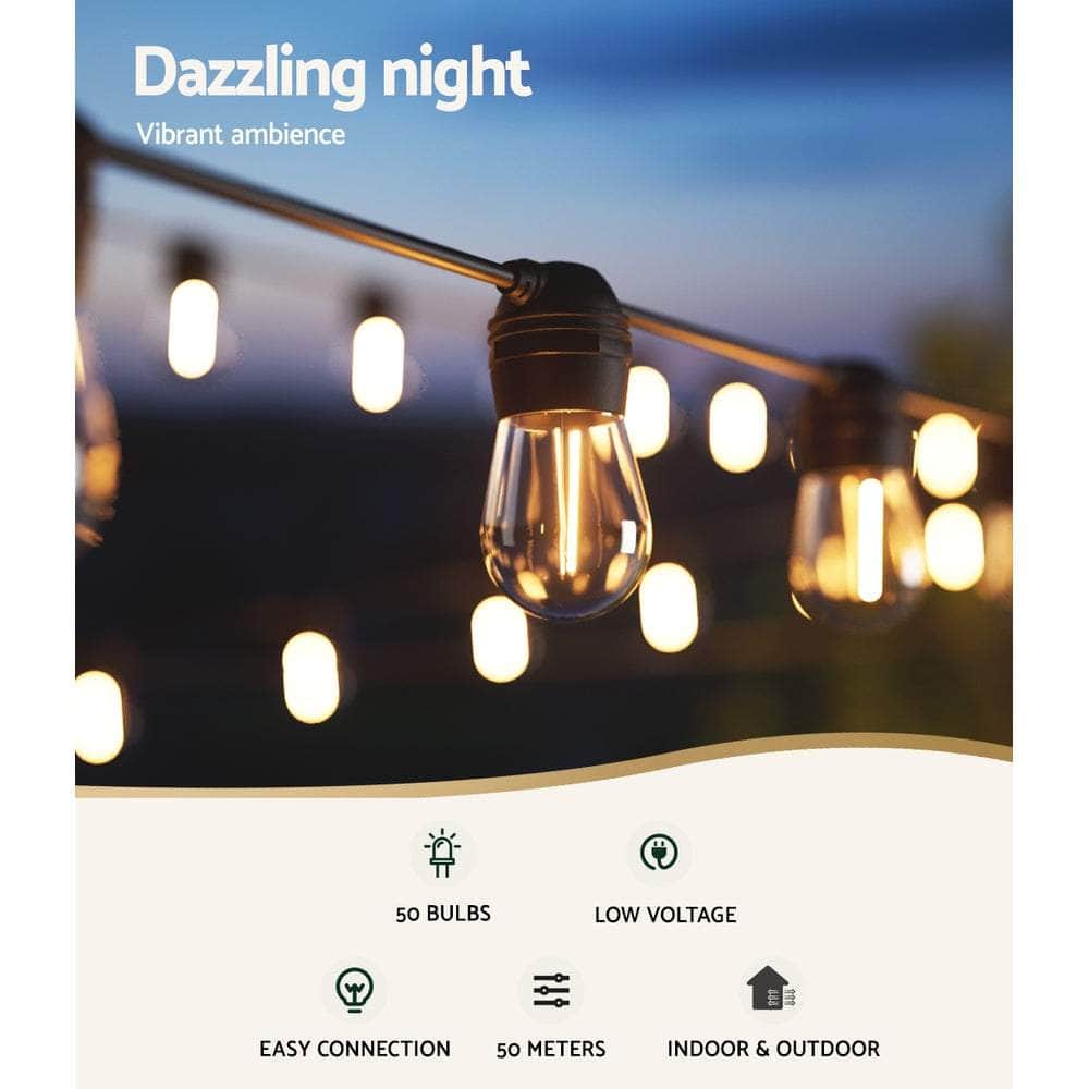 Glowing Solar Festoon Lights for Outdoor Christmas Magic