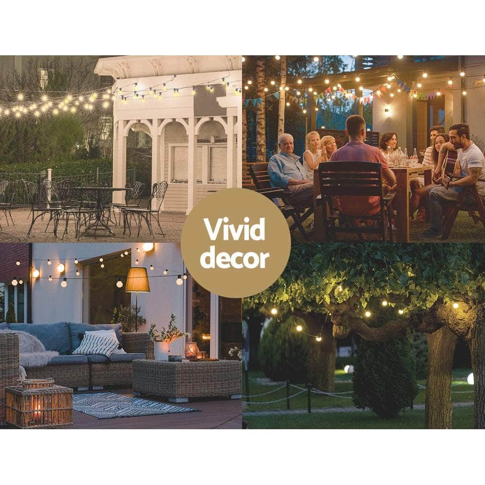 Glowing Solar Festoon Lights for Outdoor Christmas Magic