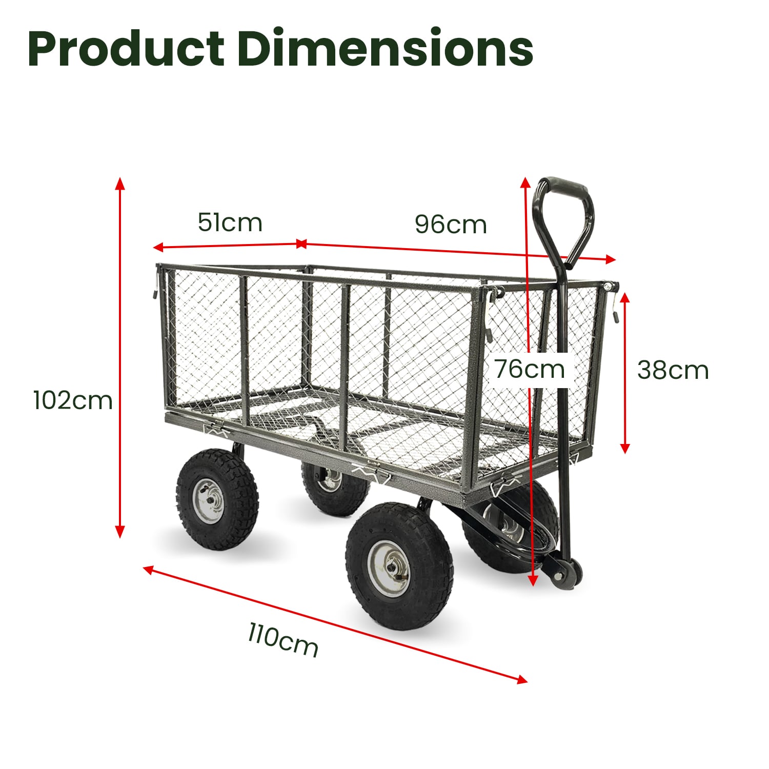 Garden Trolley Cart 300kg 110x102x51cm