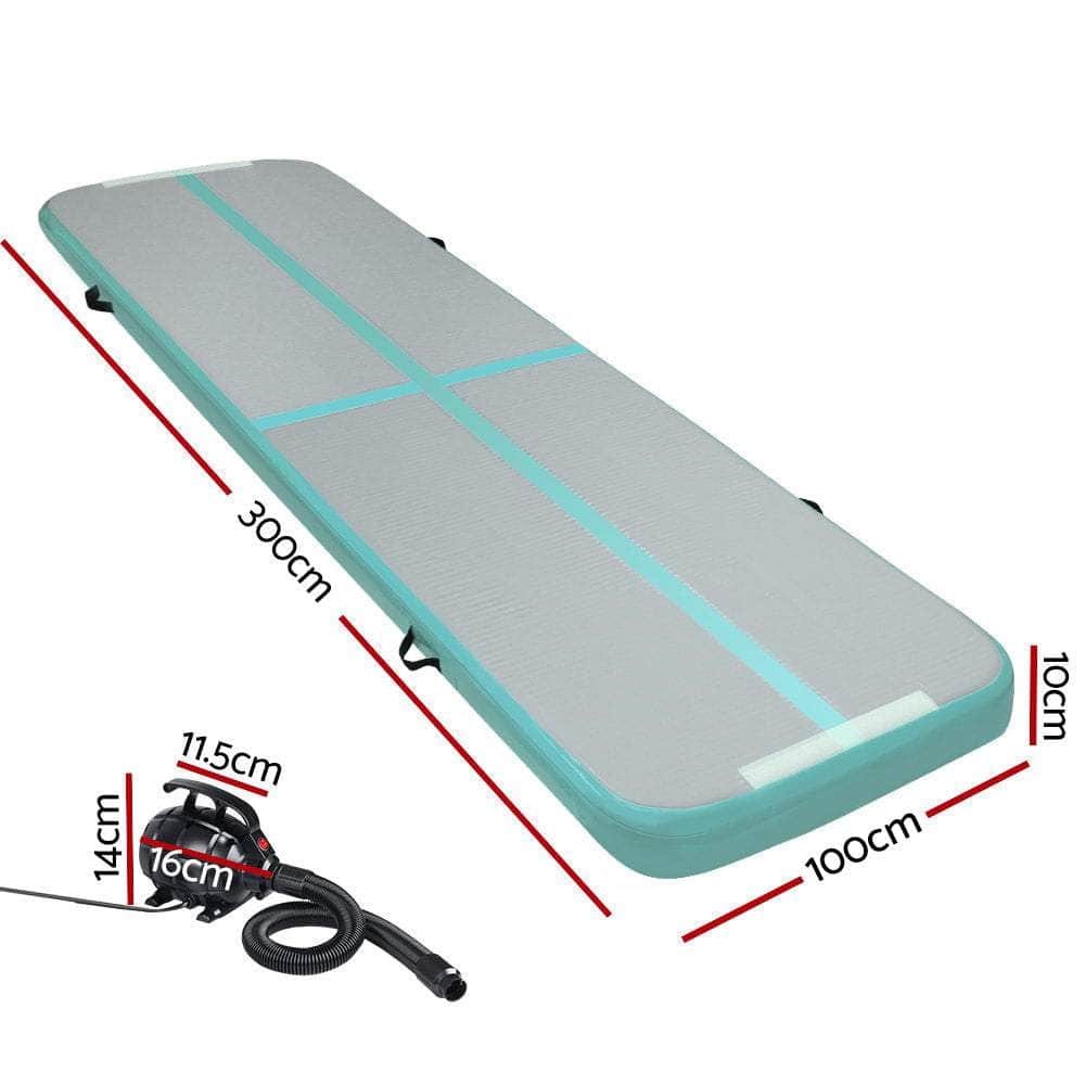 Gofun 3X1M Inflatable Air Track Mat With Pump Tumbling Gymnastics Green