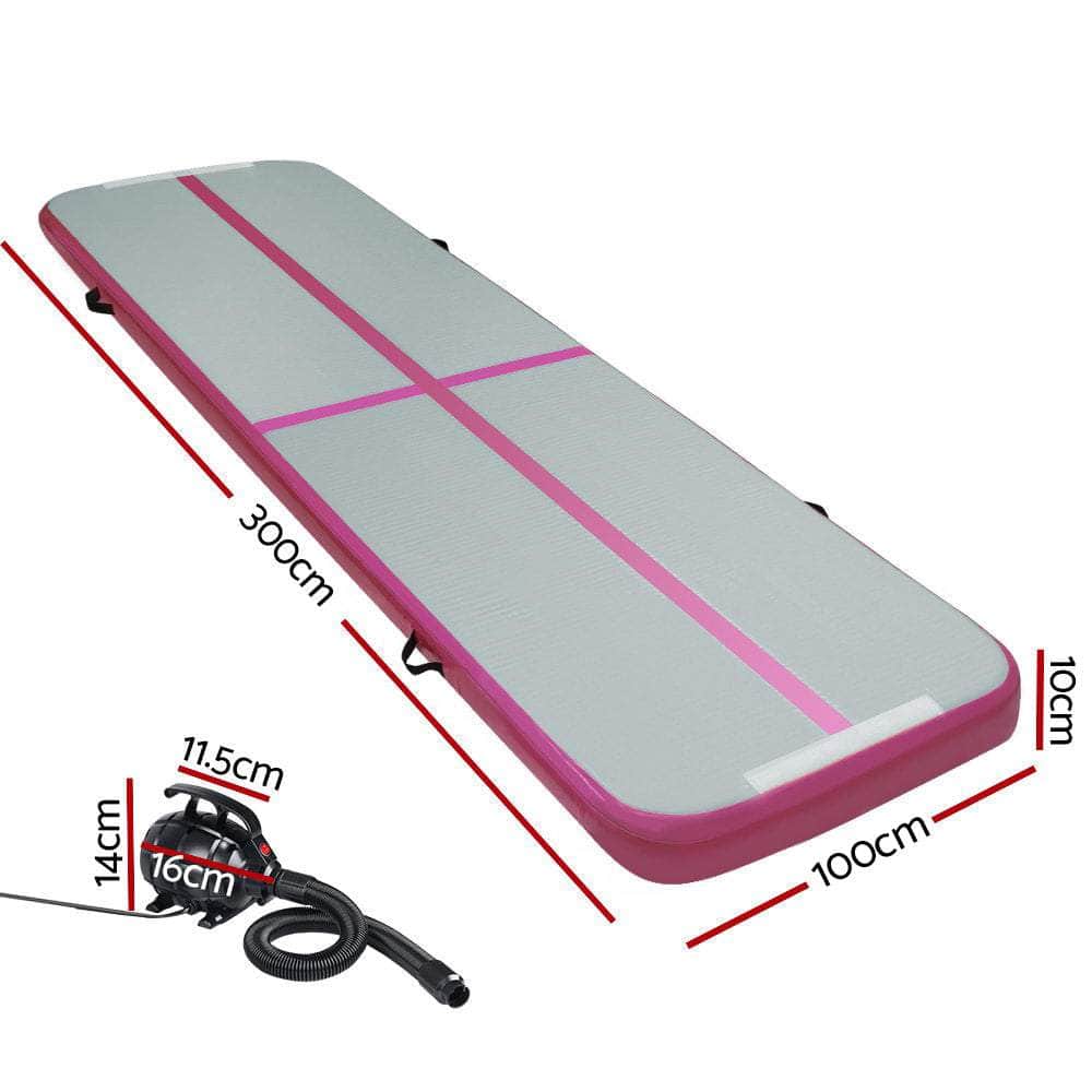 Gofun 3X1M Inflatable Air Track Mat With Pump Tumbling Gymnastics Pink