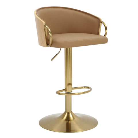 Gold Gas Lift Bar Stool Adjustable Height