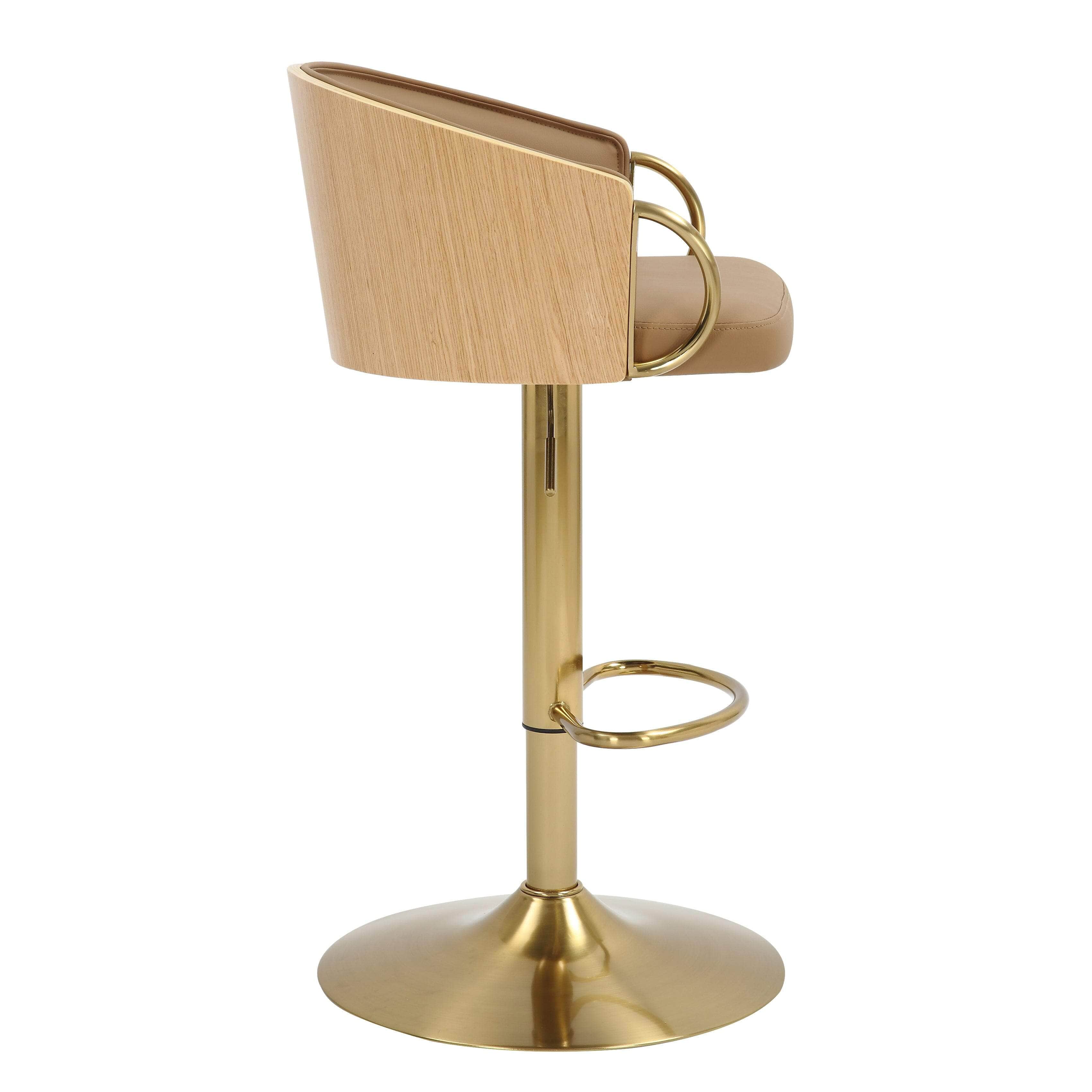 Gold Gas Lift Bar Stool Adjustable Height