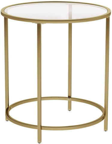 Gold Round Side Table with Golden Metal Frame Robust and Stable