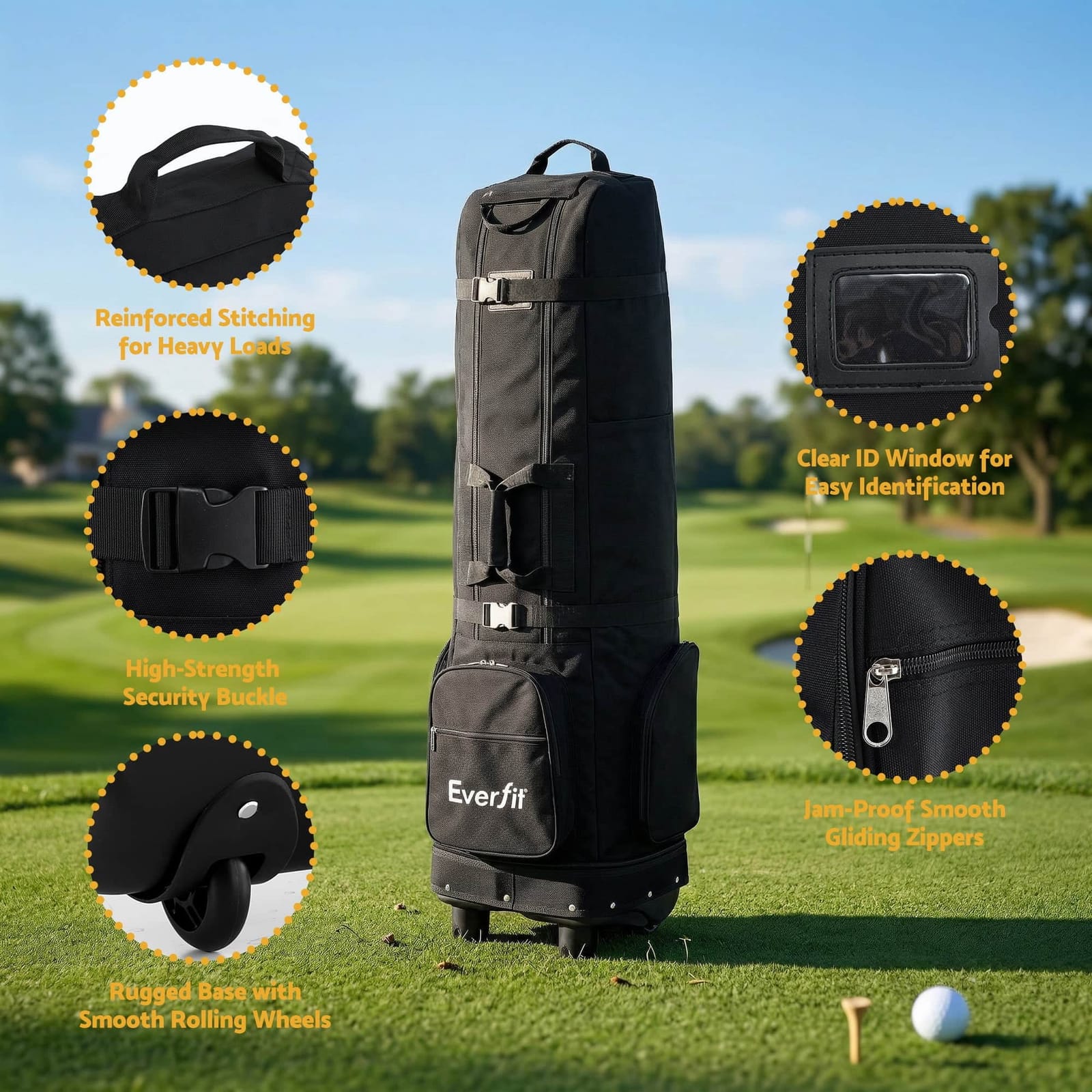 Golf Travel Bag with Wheels Foldable Soft Case 900D Airline Protection - photo 12